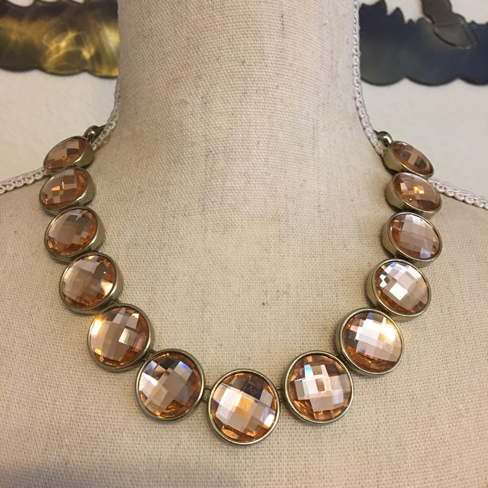 St Thomas round blush dome faceted stone necklace